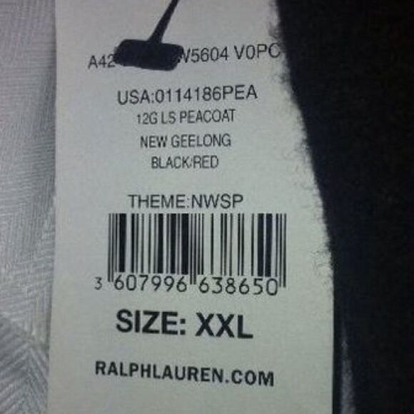 Polo Ralph Lauren Merino Wool Black & Red Double Breasted Top Over Pea Coat - Picture 16 of 16